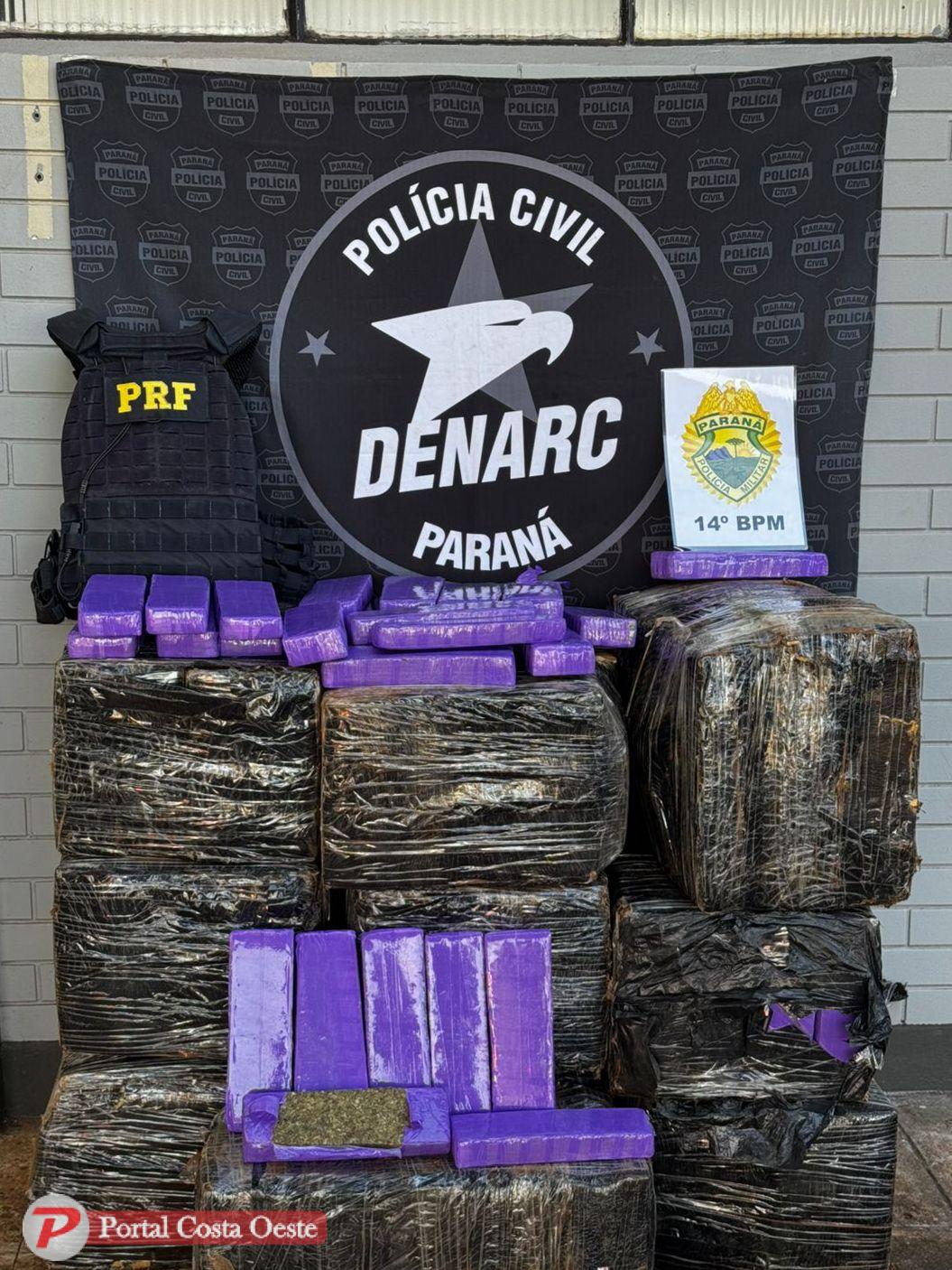 Mais de 460 quilos de maconha são apreendidos em ação conjunta da PRF, Polícia Civil e Polícia Militar em Santa Terezinha de Itaipu