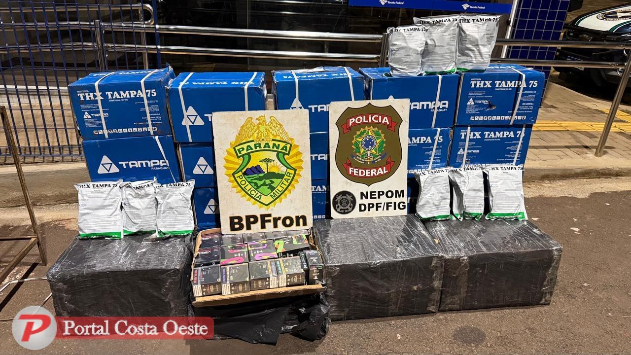 PF e PM apreendem agrotóxicos proibidos e cigarros eletrônicos após perseguição em Itaipulândia