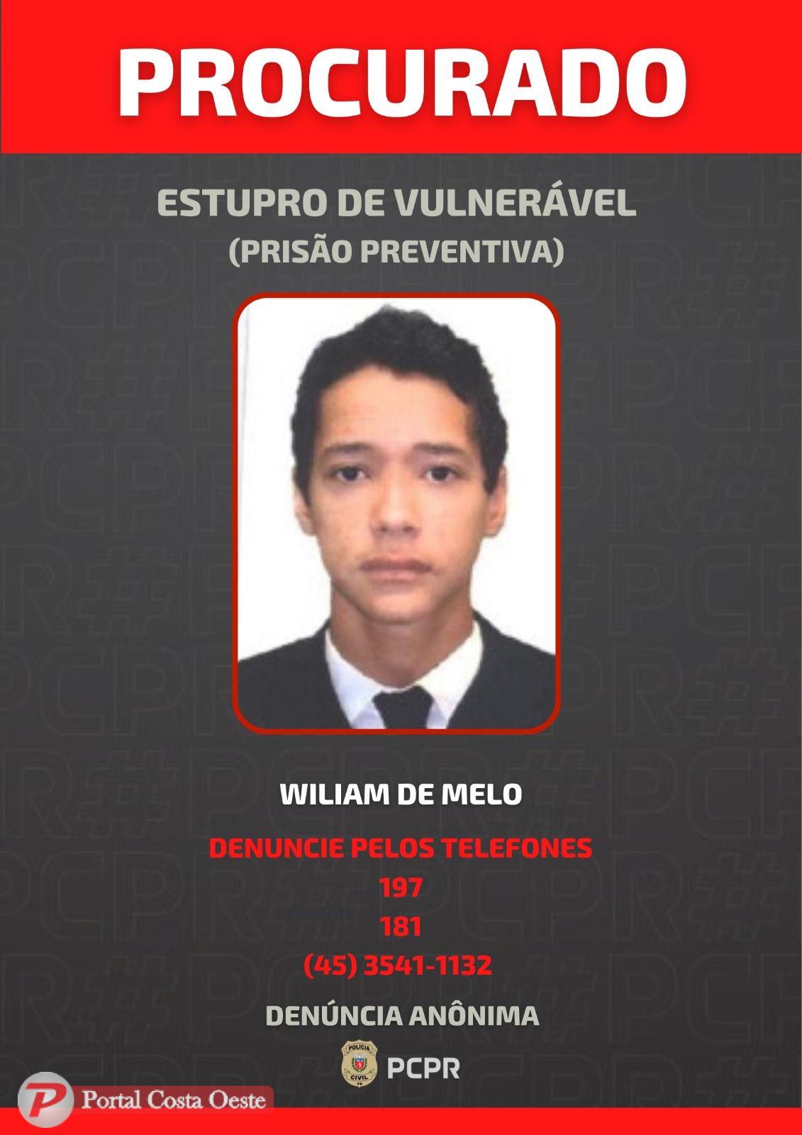 PCPR divulga foto de homem foragido por estupro de vulnerável em Santa Terezinha de Itaipu